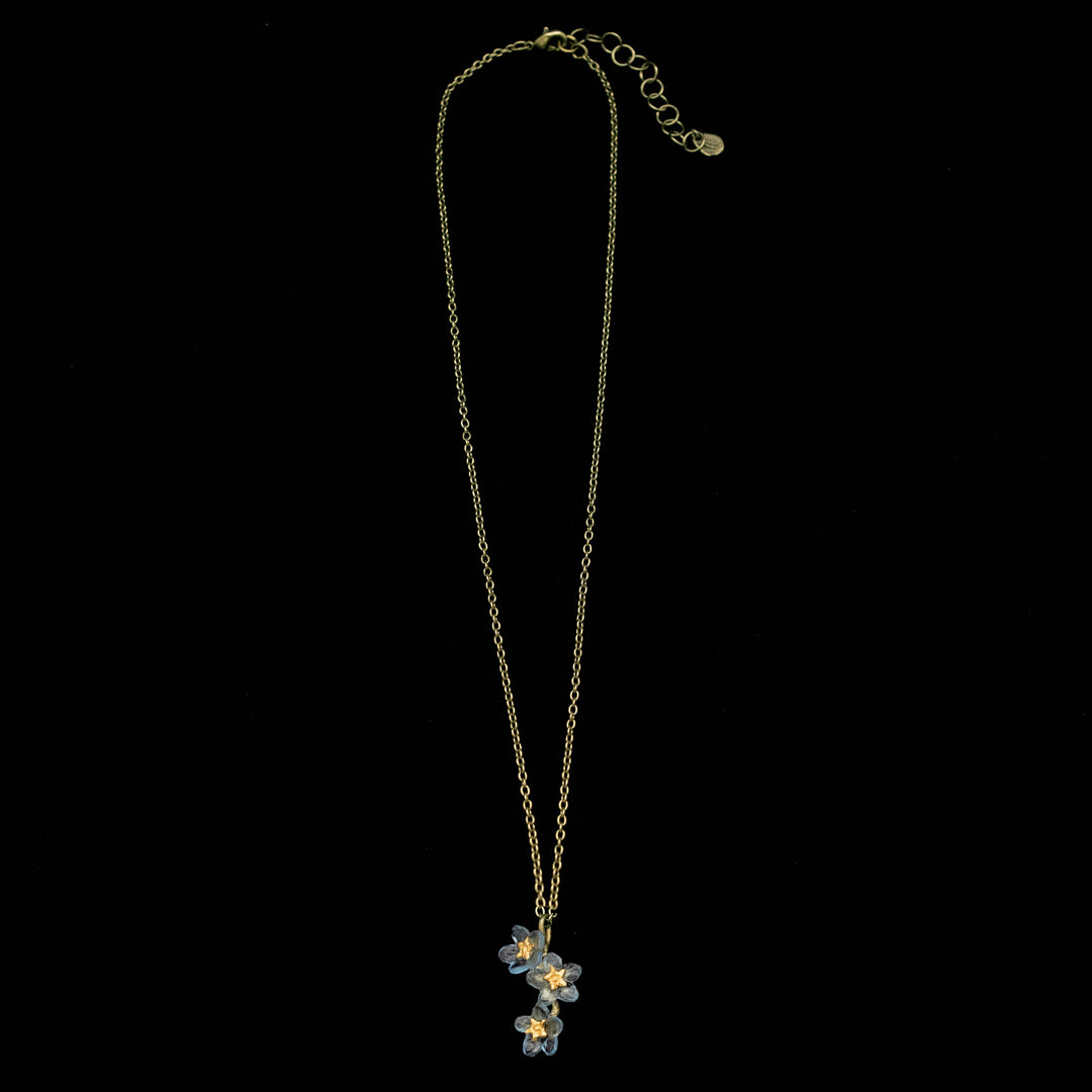Forget Me Not Triple Flower Pendant Necklace