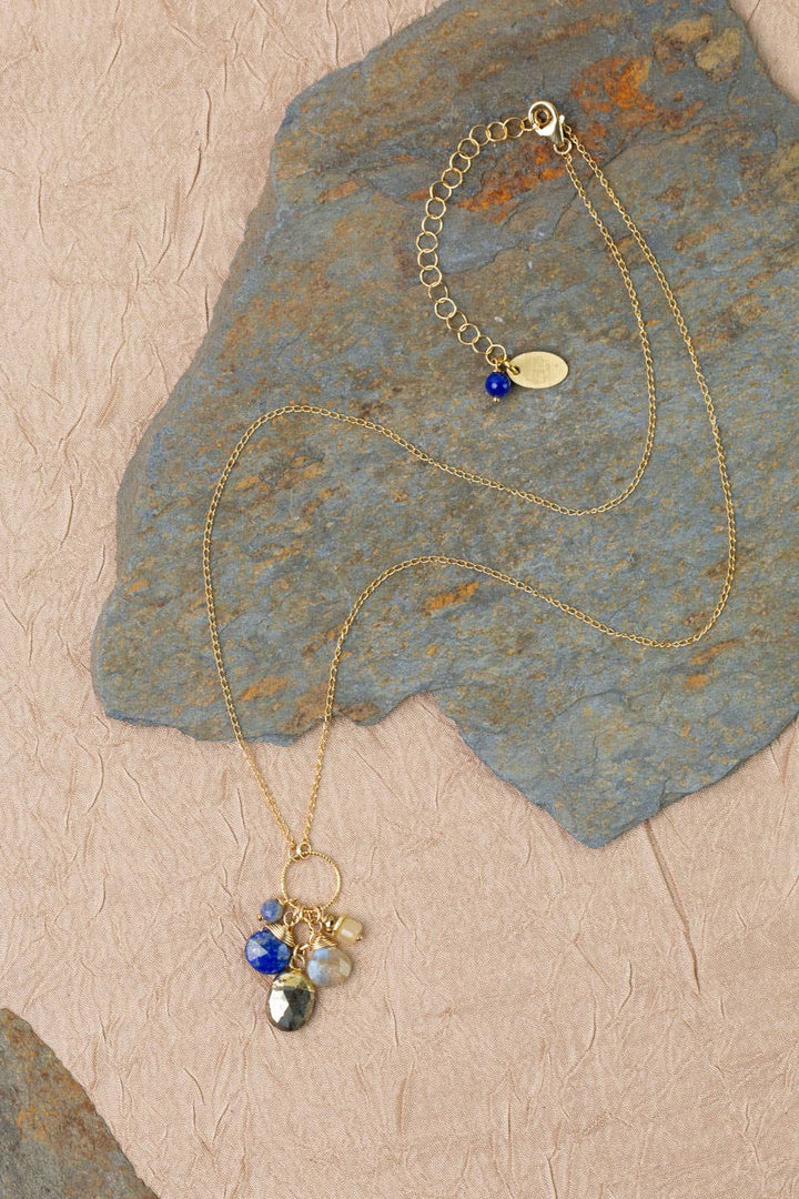 Blue Moon Lapis + Labradorite  Cluster Necklace