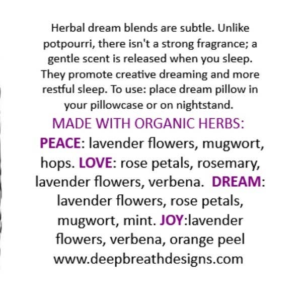 Herbal Dream Pillow SACHET: PEACE / green