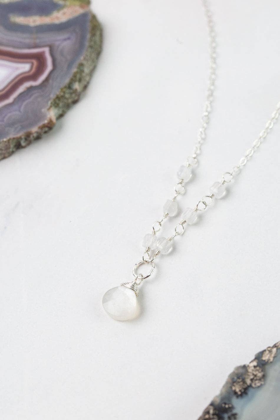 Birthstone June Silver Moonstone Necklace