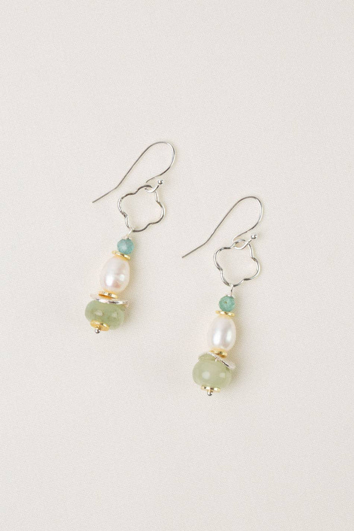 Serenity Freshwater Pearl +  Amazonite Dangle Earrings
