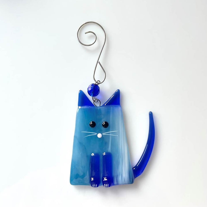 Blue Fat Cat Ornament