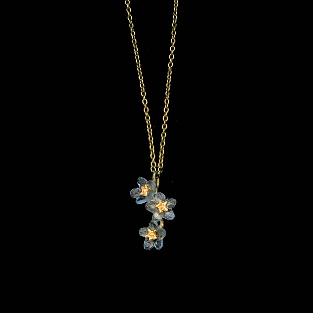Forget Me Not Triple Flower Pendant Necklace