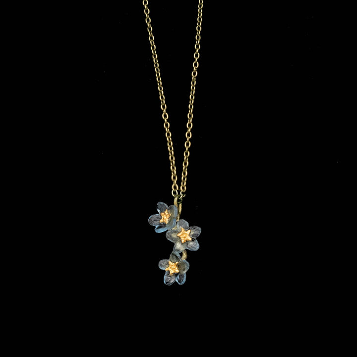 Forget Me Not Triple Flower Pendant Necklace