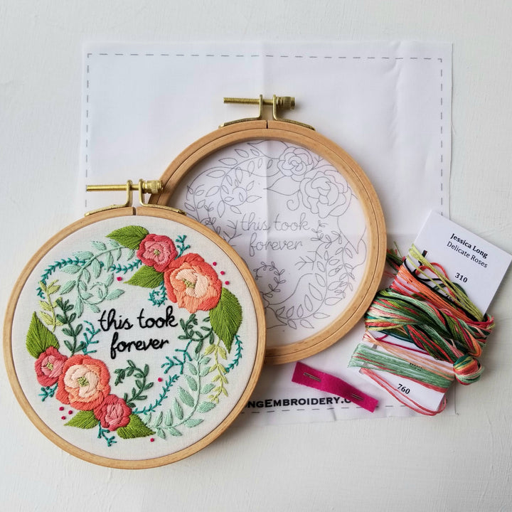 Delicate Roses Beginner Hand Embroidery Kit