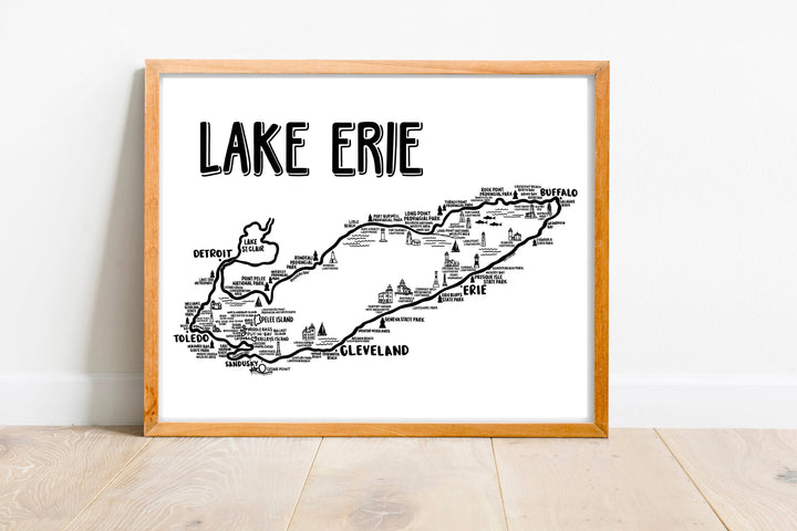 Lake Erie Map White