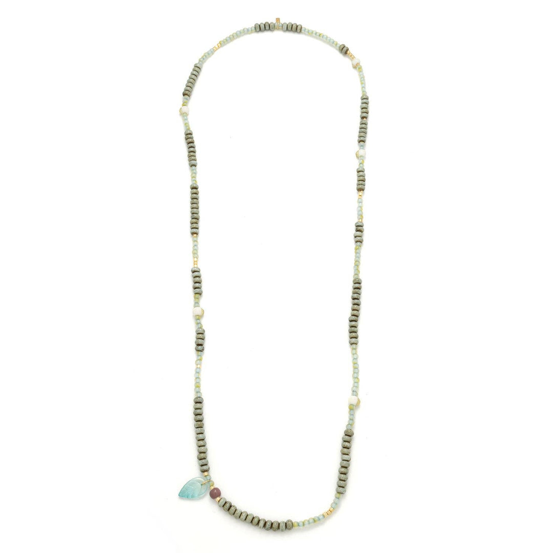 Ceramic Bead Wrap Bracelet/Necklace - Renewal/Leaf