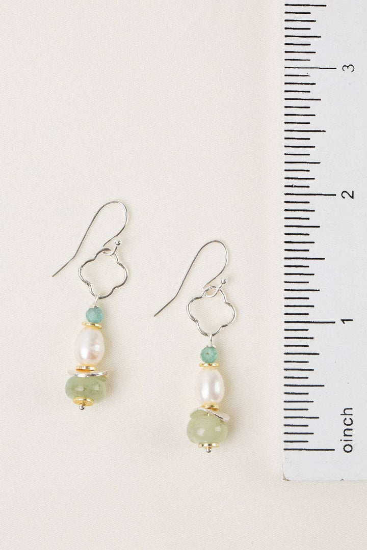 Serenity Freshwater Pearl +  Amazonite Dangle Earrings