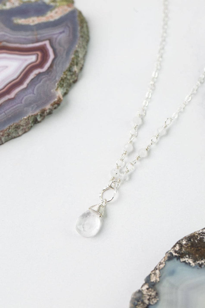 Birthstone April Silver Clear Quartz Necklace