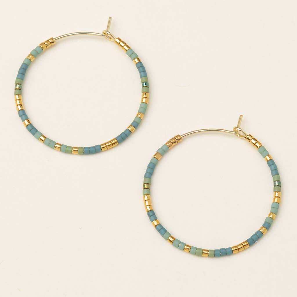 Turquoise Mint + Gold Chromacolor Miyuki Small Hoop Earrings