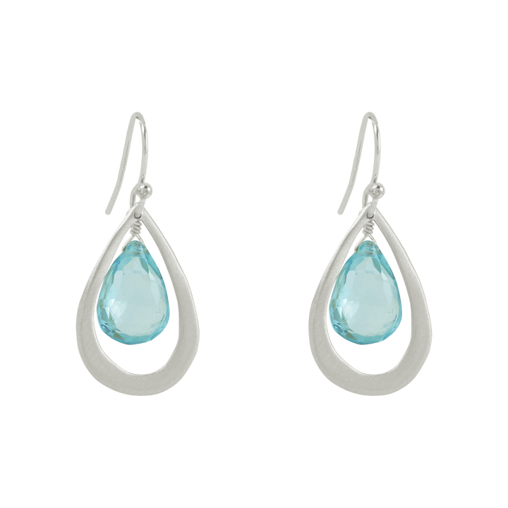 Drop with Blue Topaz Earrings in Silver