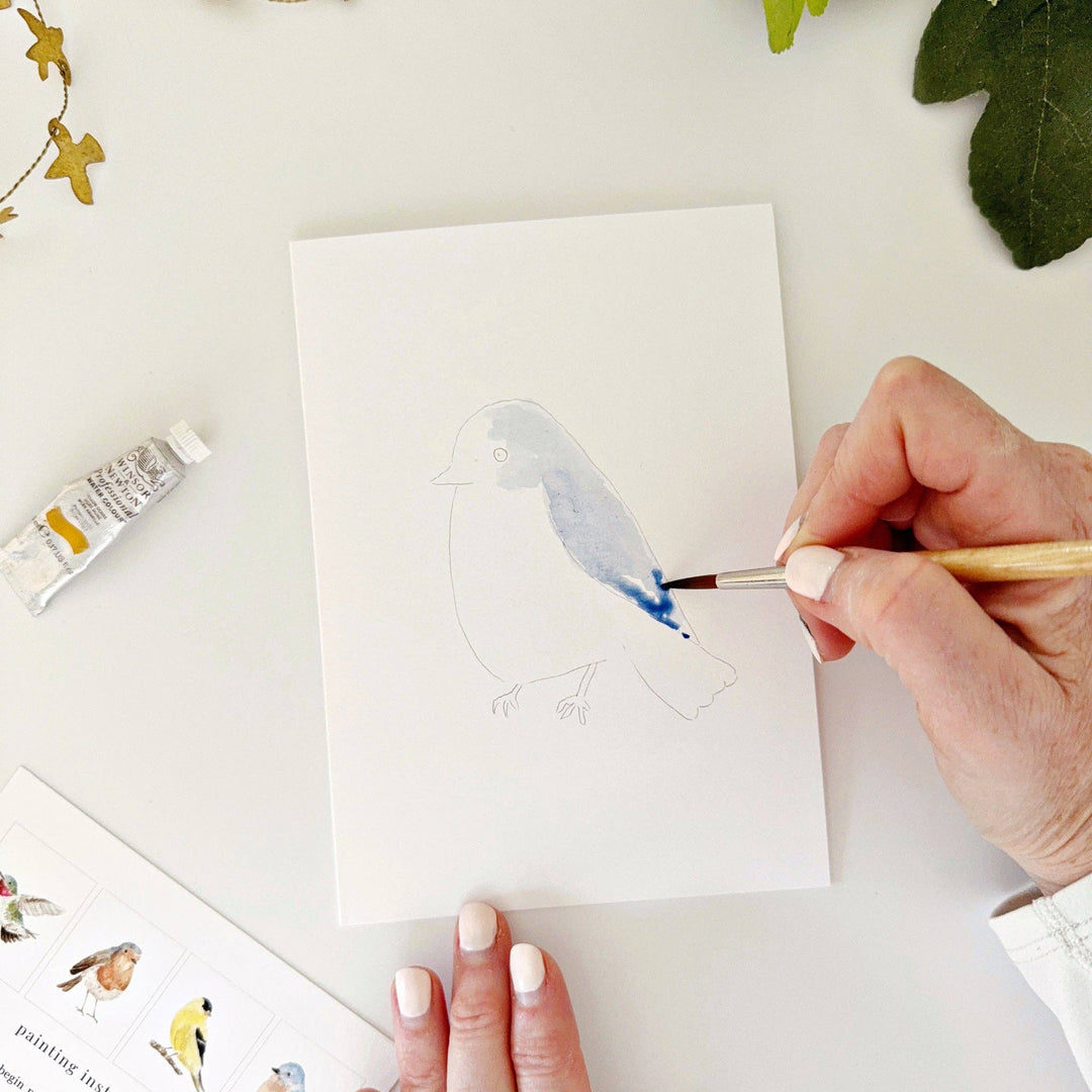 Backyard birds paintable watercolor notecard set