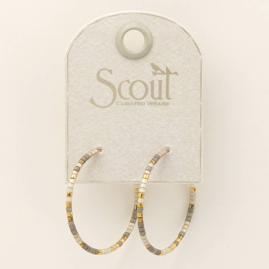 Pewter Multi + Gold Chromacolor Miyuki Small Hoop Earrings