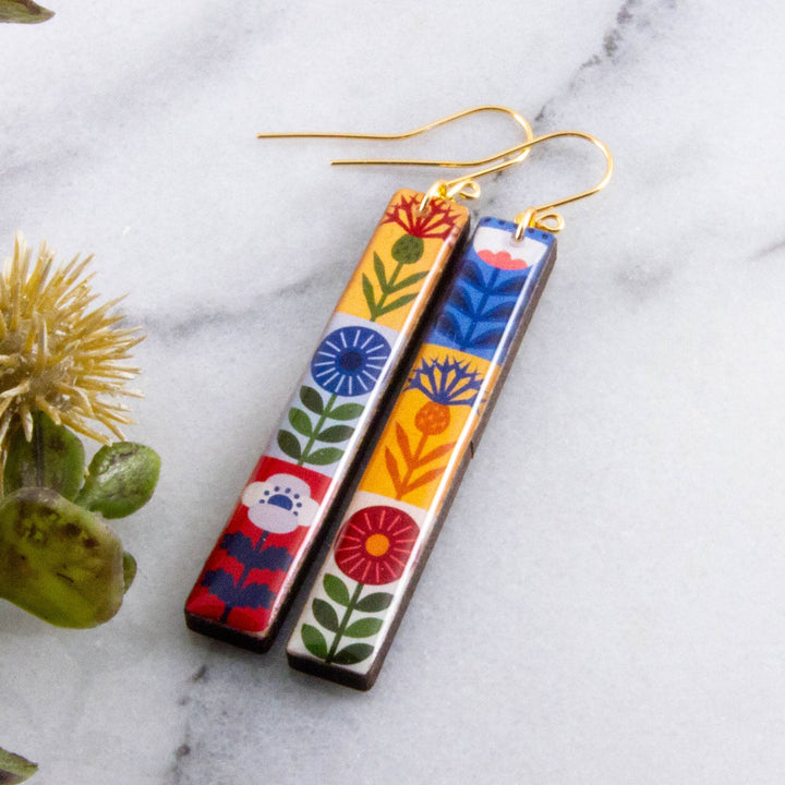 Bright Scandinavian Bar Earrings