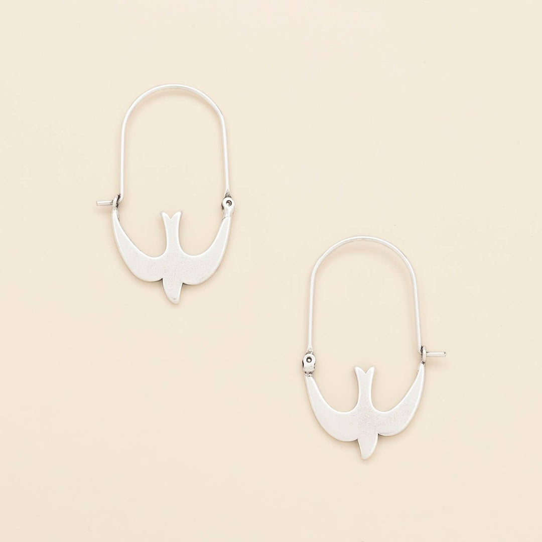 Swallow Hoop + Silver Refined Icon Earrings