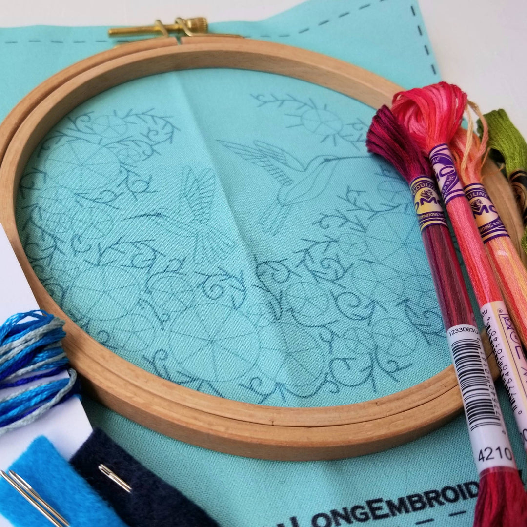 Summer Hummingbird Hand Embroidery Kit