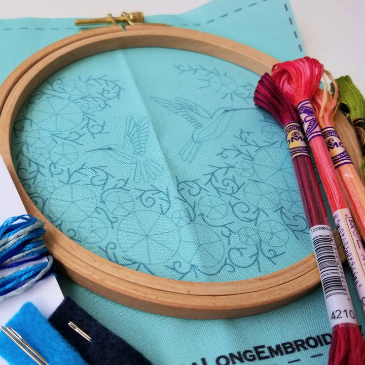 Summer Hummingbird Hand Embroidery Kit