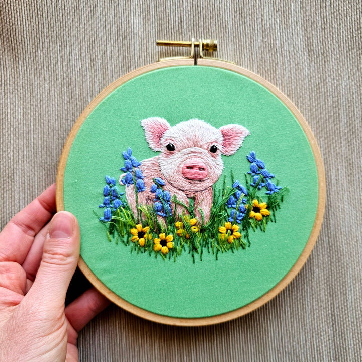 Posing Piglet Hand Embroidery Kit