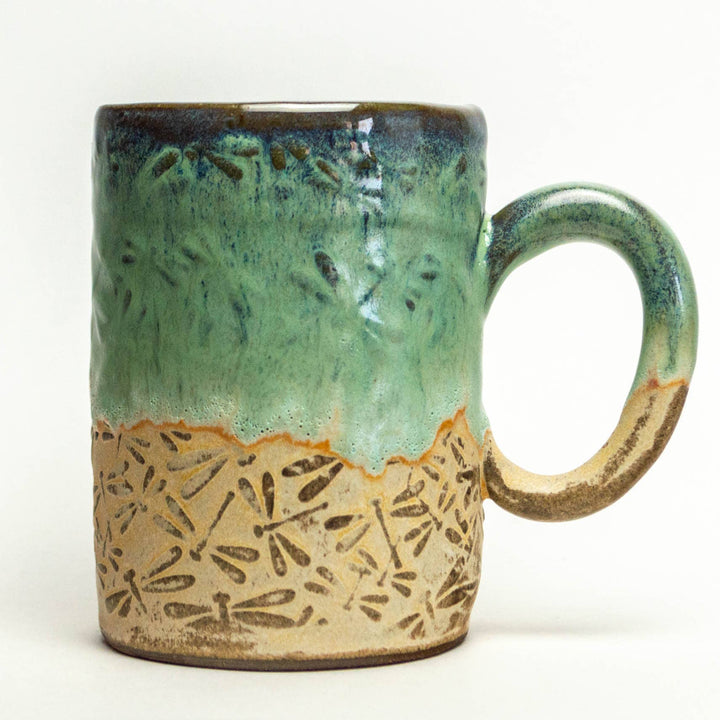 14 oz. Green Dragonfly Ceramic Chocolate Mug
