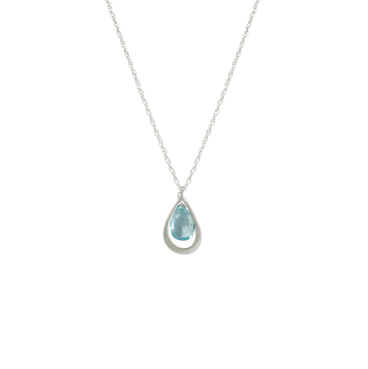 Drop with Blue Topaz Necklace in Silver