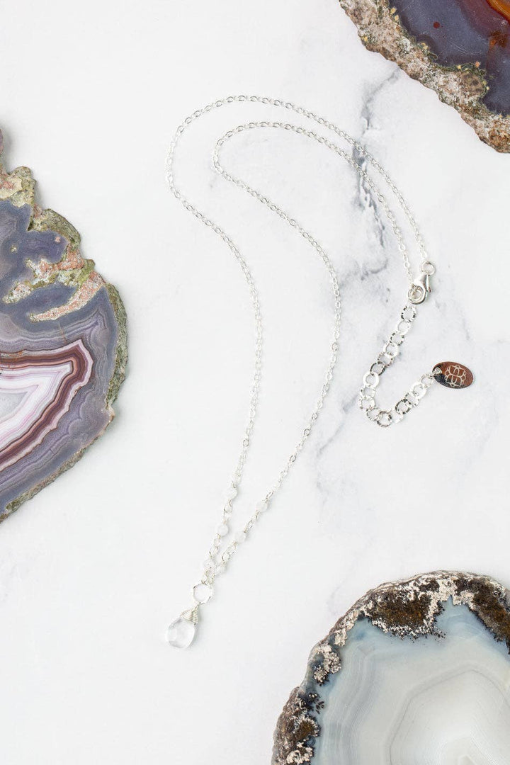 Birthstone April Silver Clear Quartz Necklace