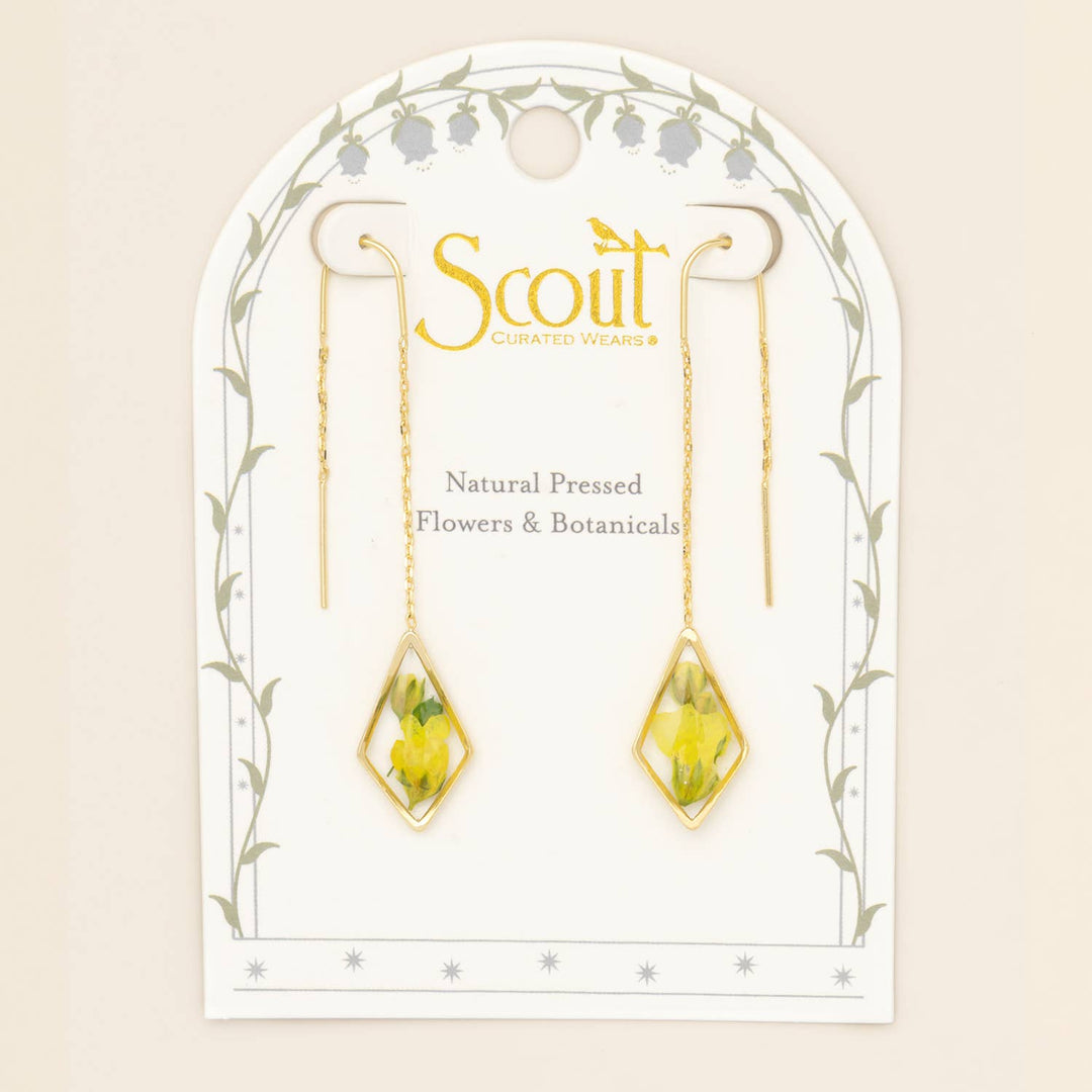Pressed Flower Thread Earring - Yellow Baby&