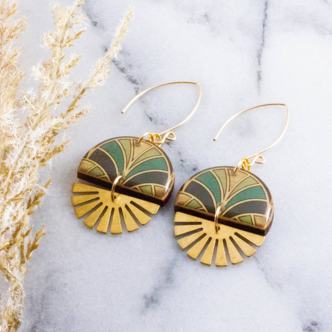 Art Deco Stacked Sunburst Earrings