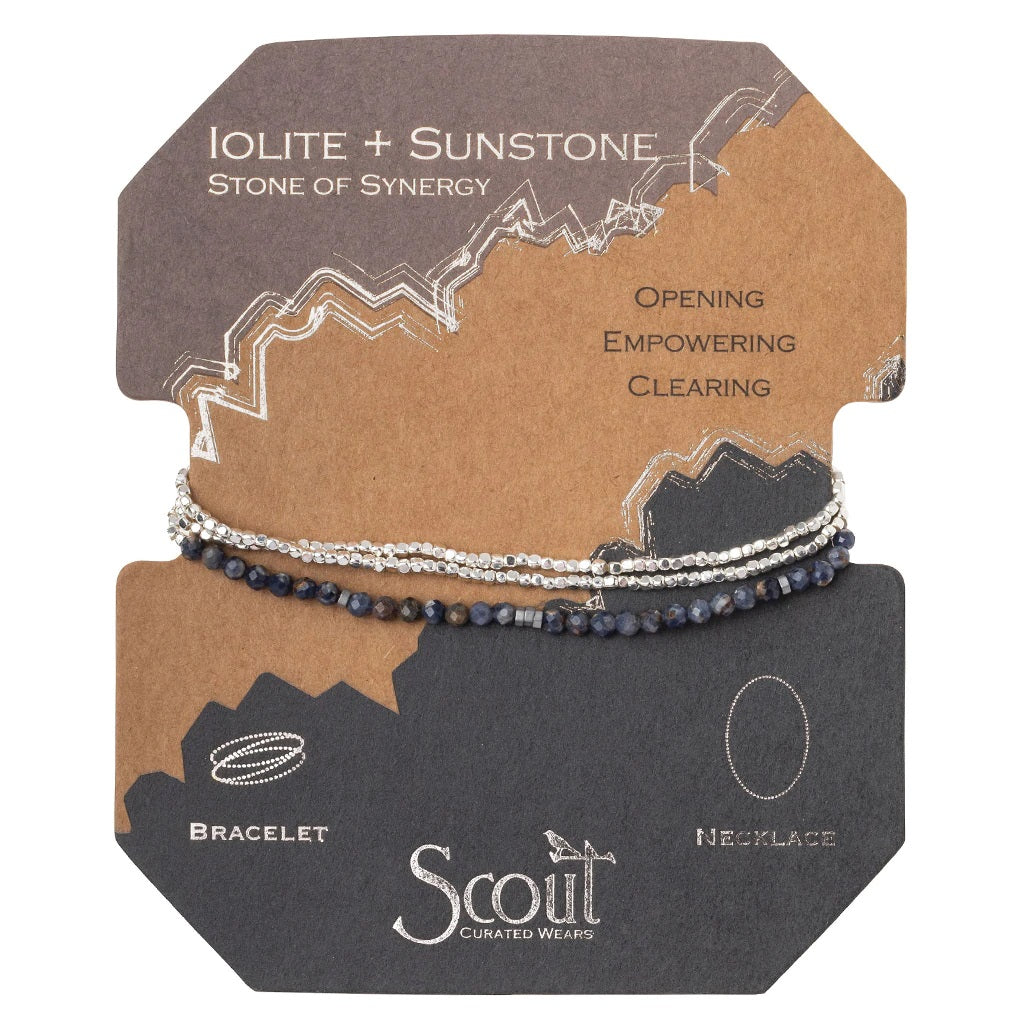 Delicate Stone Wrap Iolite + Sunstone