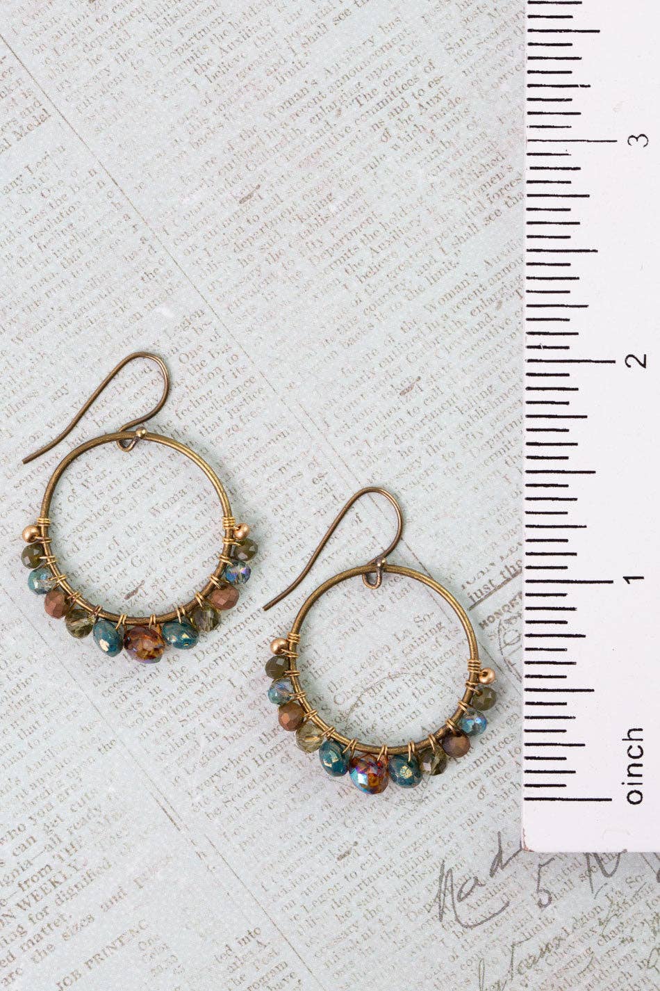 Crisp Autumn Czech Glass, Crystal Hoop Earrings