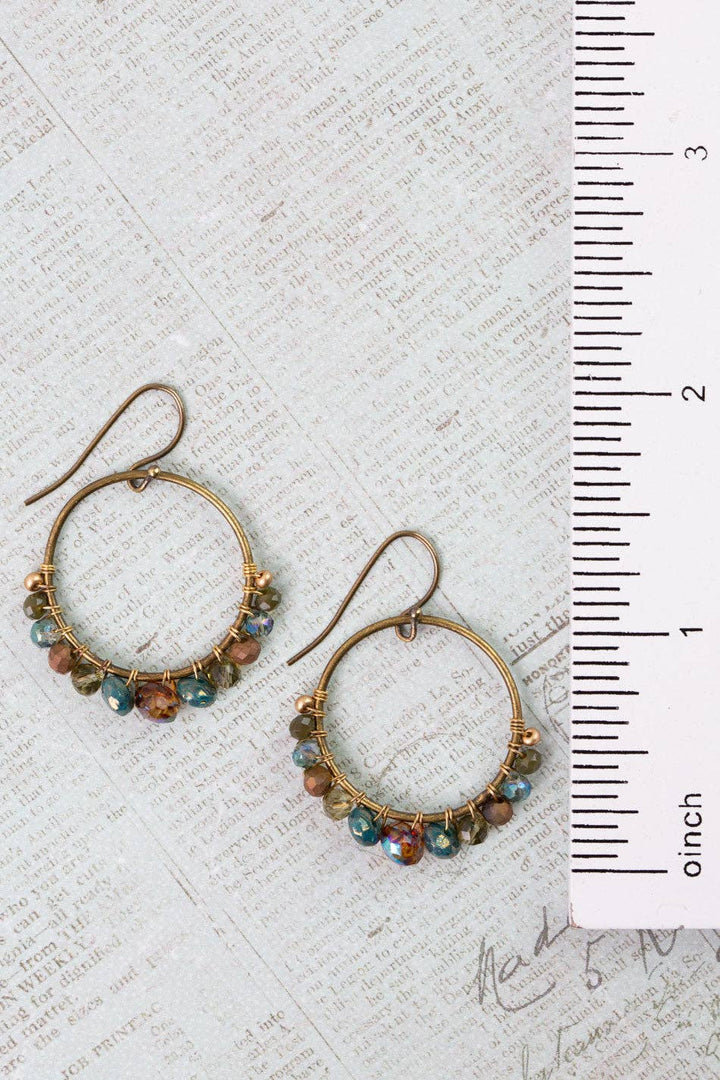 Crisp Autumn Czech Glass, Crystal Hoop Earrings