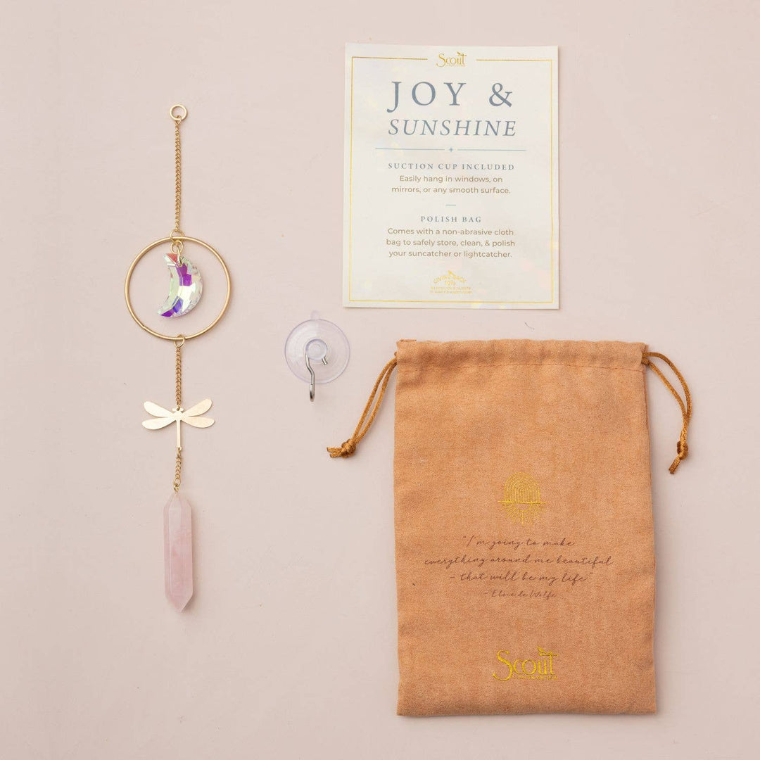 Stone Suncatcher - Dragonfly/Rose Quartz