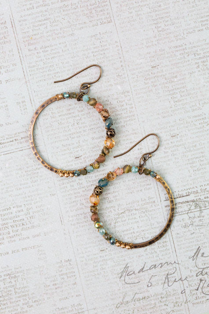 Crisp Autumn Czech Glass, Crystal Hoop Earrings