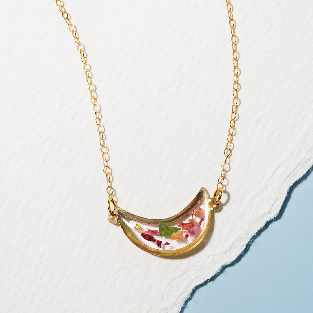 Moon Petal Confetti Gold Filled Necklace : 18"