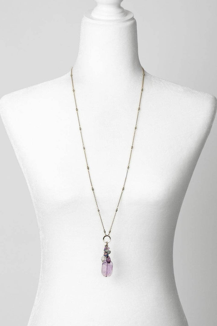 Reflections Amethyst + Crystal Cluster Necklace