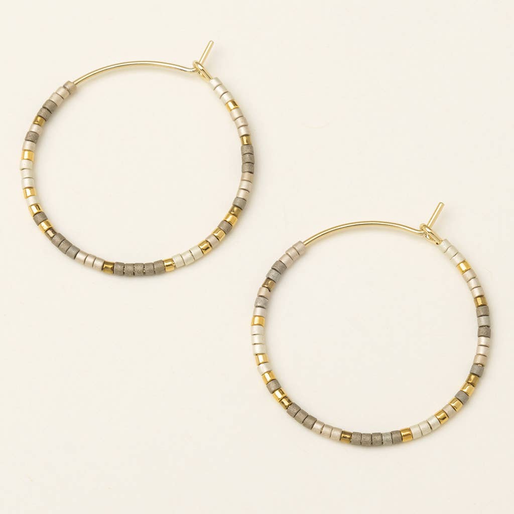 Pewter Multi + Gold Chromacolor Miyuki Small Hoop Earrings