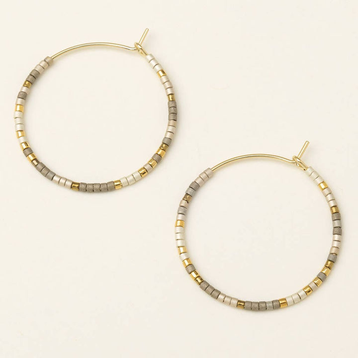 Pewter Multi + Gold Chromacolor Miyuki Small Hoop Earrings
