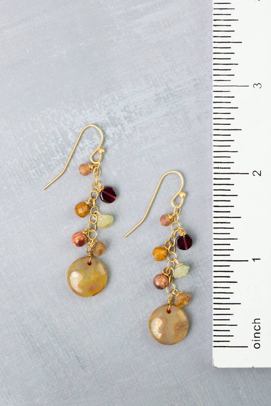 Golden Hour Garnet, Czech Glass, Jasper Dangle Earrings