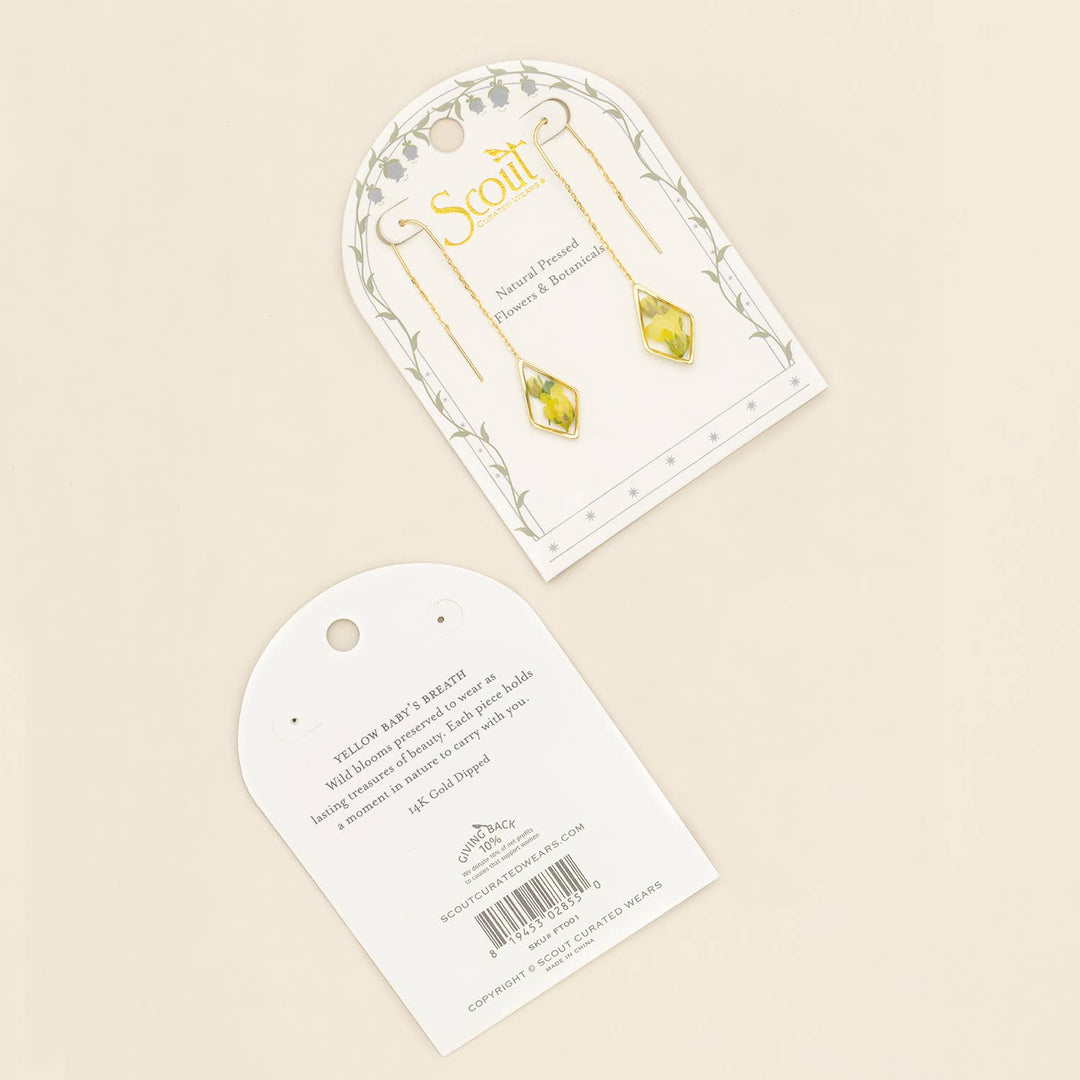 Pressed Flower Thread Earring - Yellow Baby&