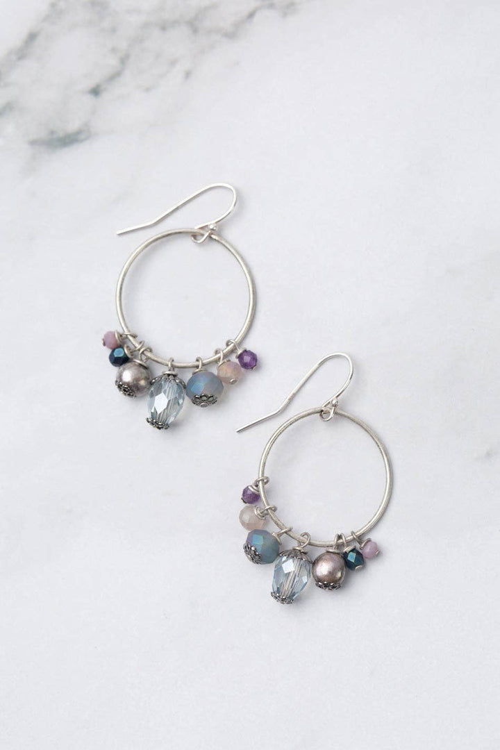 Reflections Crystal, Pearl, Amethyst Cluster Earrings