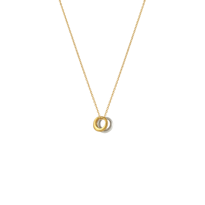 Two Tiny Circles Pendant Necklace in Mixed Metals