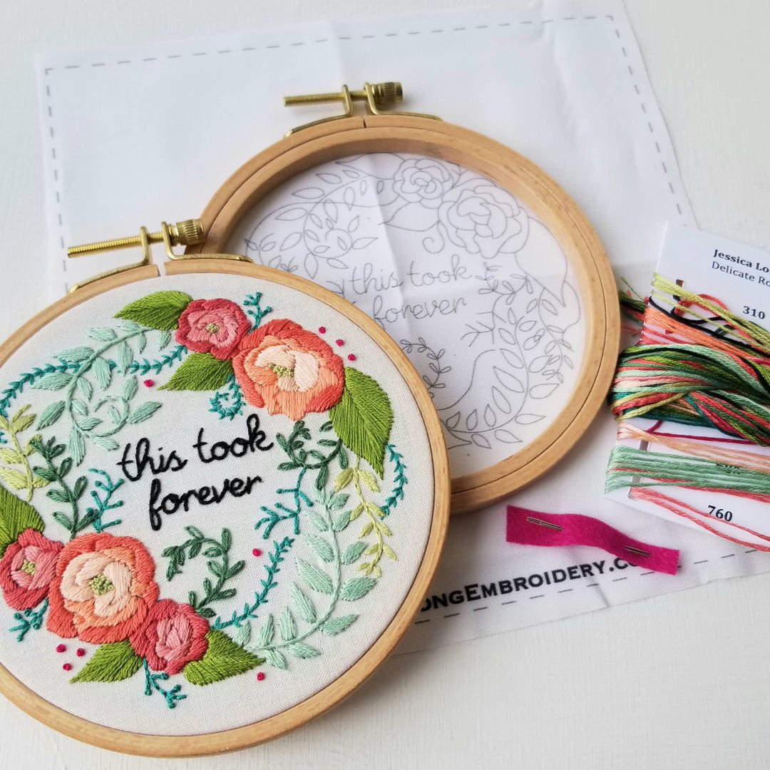 Delicate Roses Beginner Hand Embroidery Kit