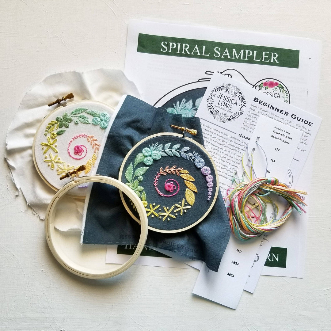 Spiral Sampler Beginner Embroidery Kit: Navy
