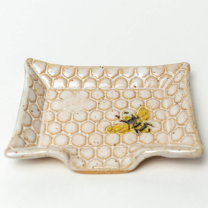 Honey Bee Pattern Ceramic Soap Dish