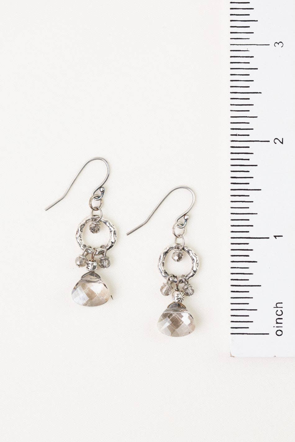 Windsor Castle Hammered Hoop Dangle Crystal Earrings