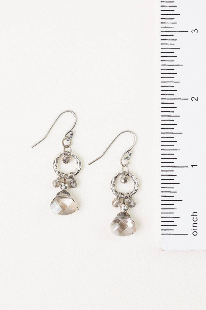 Windsor Castle Hammered Hoop Dangle Crystal Earrings