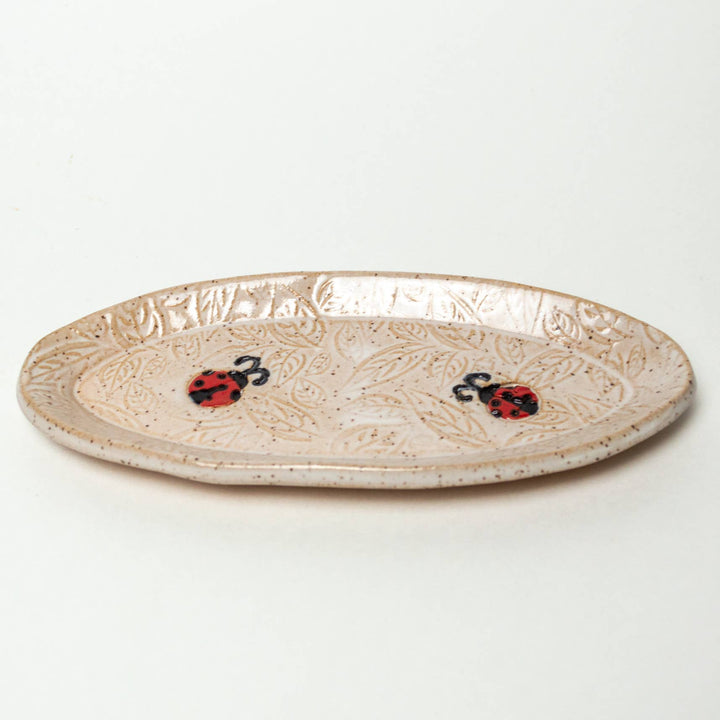 Ladybug White Oval Trinket Dish