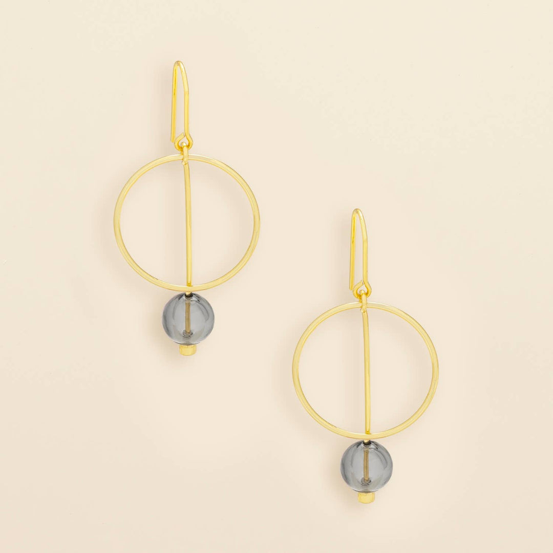 Smoke + Gold Refined Glass Drop Earrings