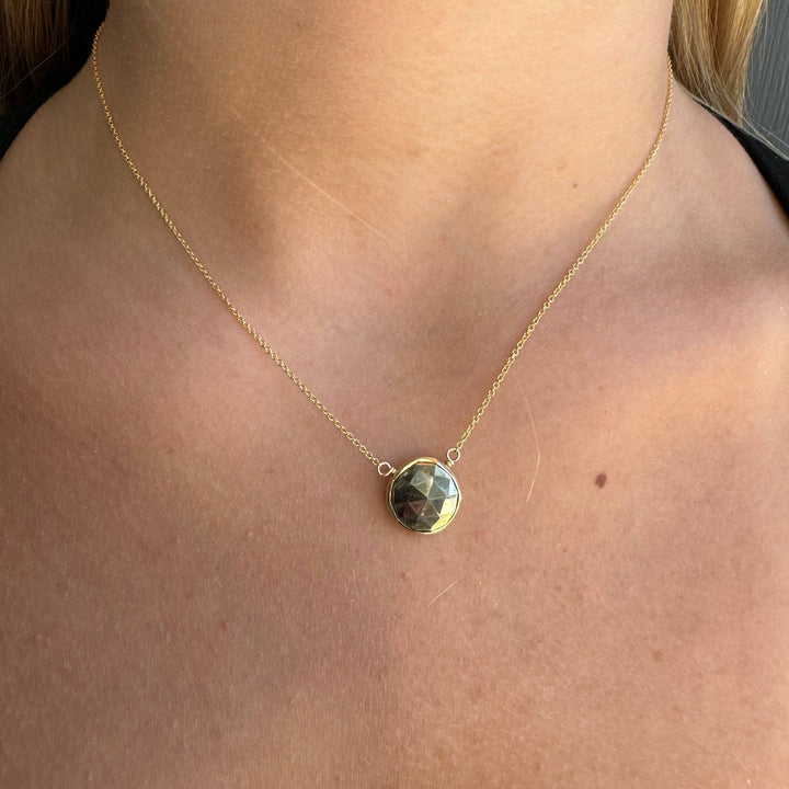 Pyrite coin necklace in Vermeil