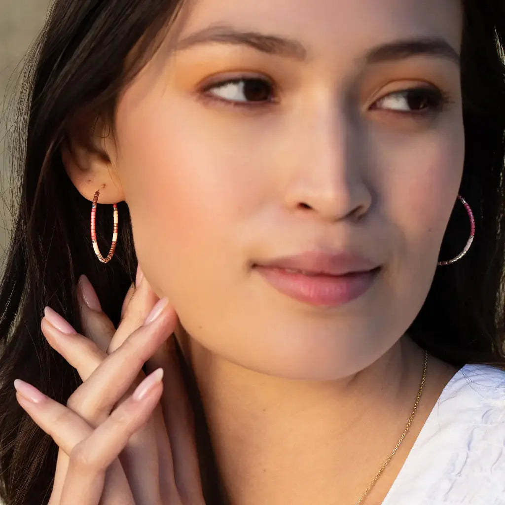 Pewter Multi + Gold Chromacolor Miyuki Small Hoop Earrings