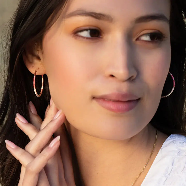 Turquoise Mint + Gold Chromacolor Miyuki Small Hoop Earrings